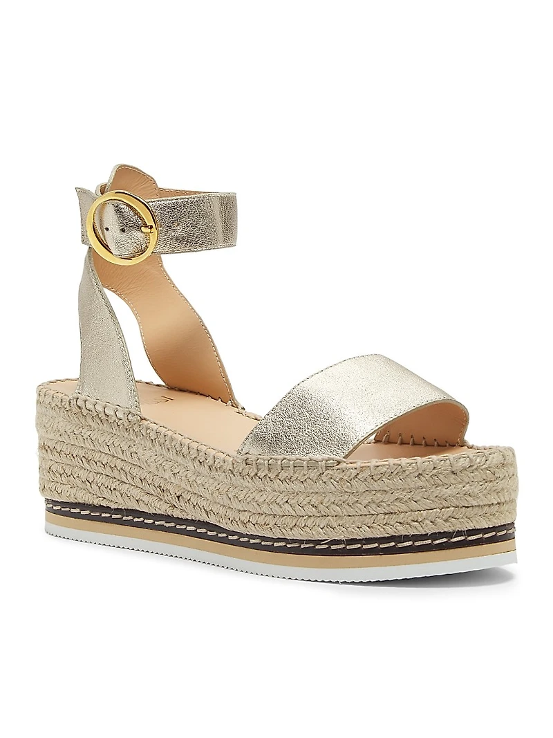 Lily 60MM Metallic Leather Platform Espadrille Sandals