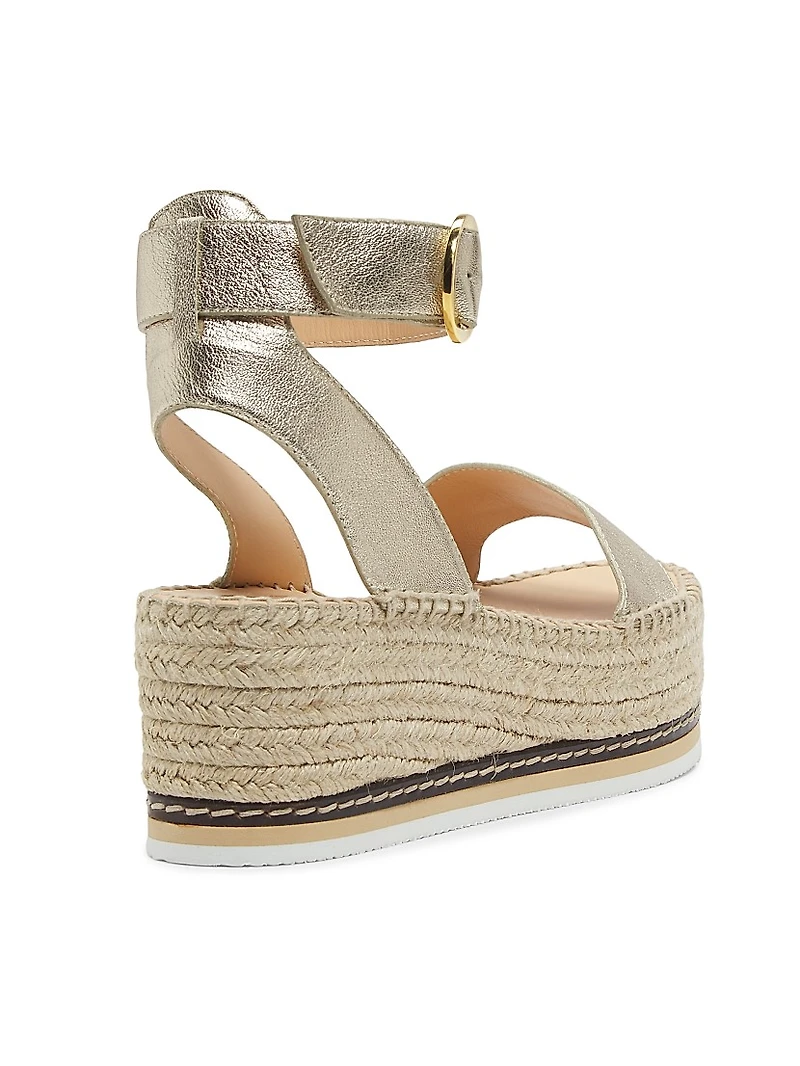 Lily 60MM Metallic Leather Platform Espadrille Sandals