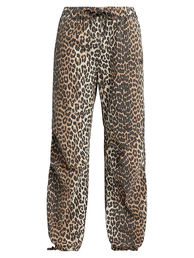 Leopard Cotton Drawstring Pants