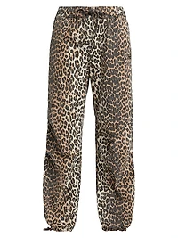 Leopard Cotton Drawstring Pants