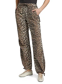 Leopard Cotton Drawstring Pants