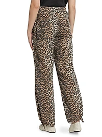 Leopard Cotton Drawstring Pants