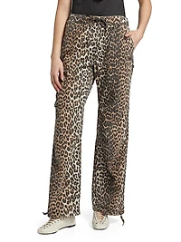 Leopard Cotton Drawstring Pants