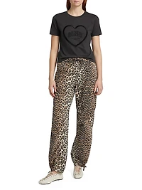 Leopard Cotton Drawstring Pants