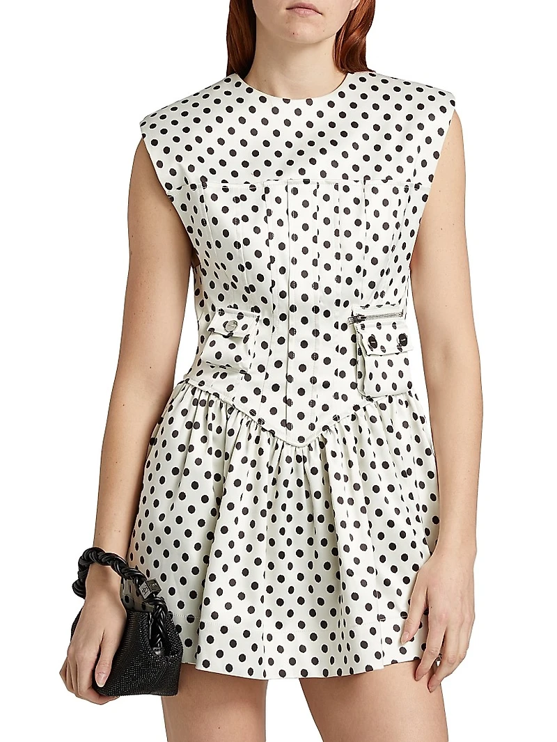 Polka Dot Satin Corset Minidress