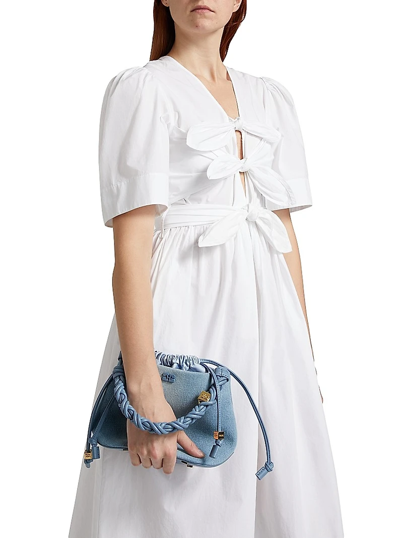 Tie-Front Cotton Midi-Dress