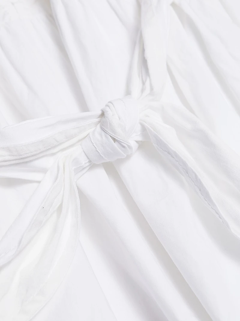 Tie-Front Cotton Midi-Dress