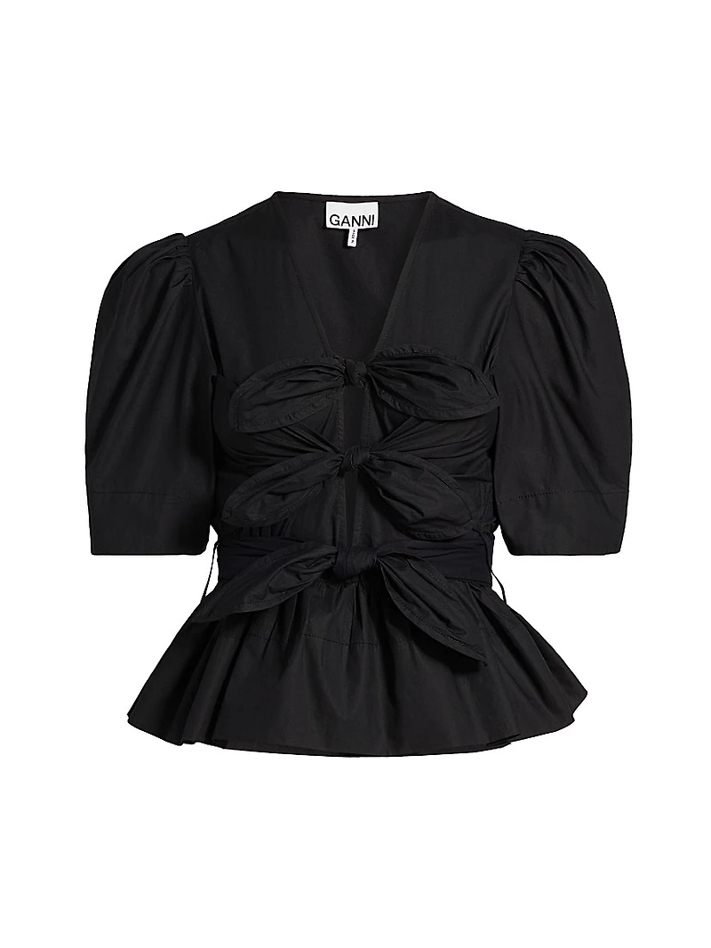 Tie-Front Cotton Blouse