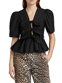 Tie-Front Cotton Blouse