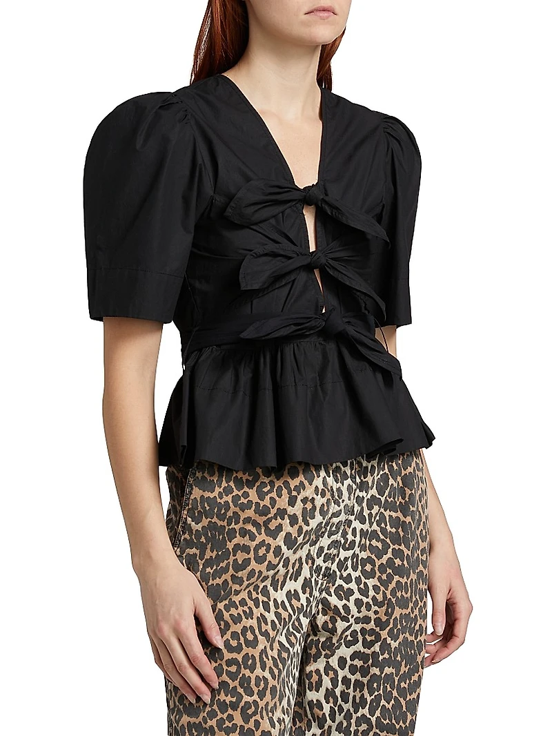 Tie-Front Cotton Blouse