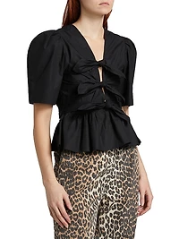 Tie-Front Cotton Blouse