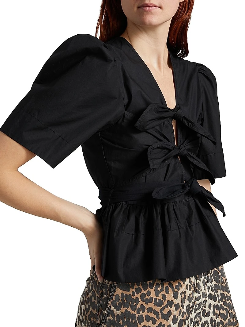 Tie-Front Cotton Blouse