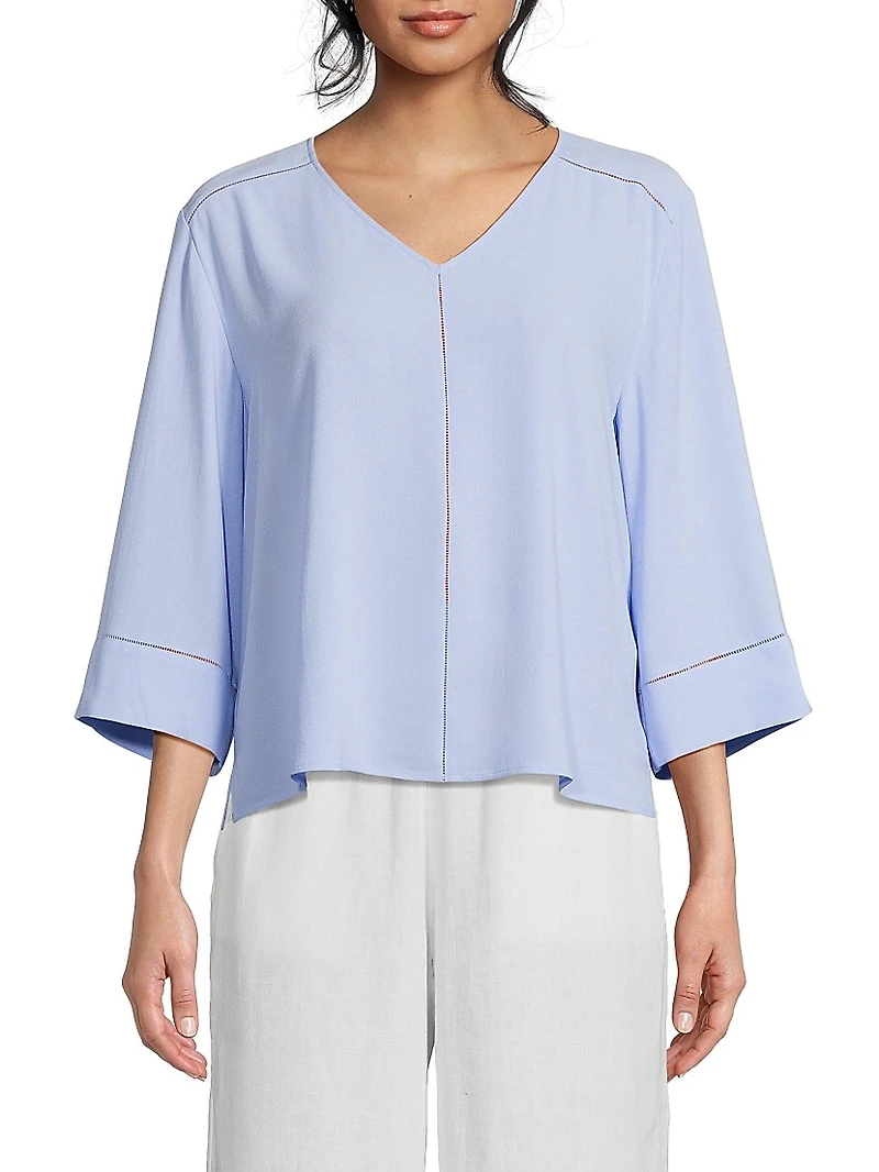 Silk Georgette V-Neck Top