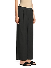 Pleated Linen High-Rise Wide-Leg Pants