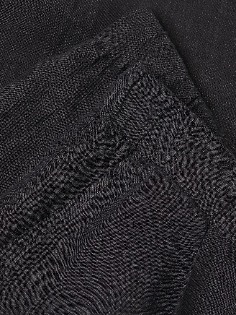 Pleated Linen High-Rise Wide-Leg Pants