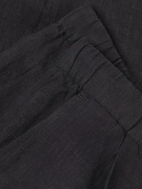 Pleated Linen High-Rise Wide-Leg Pants