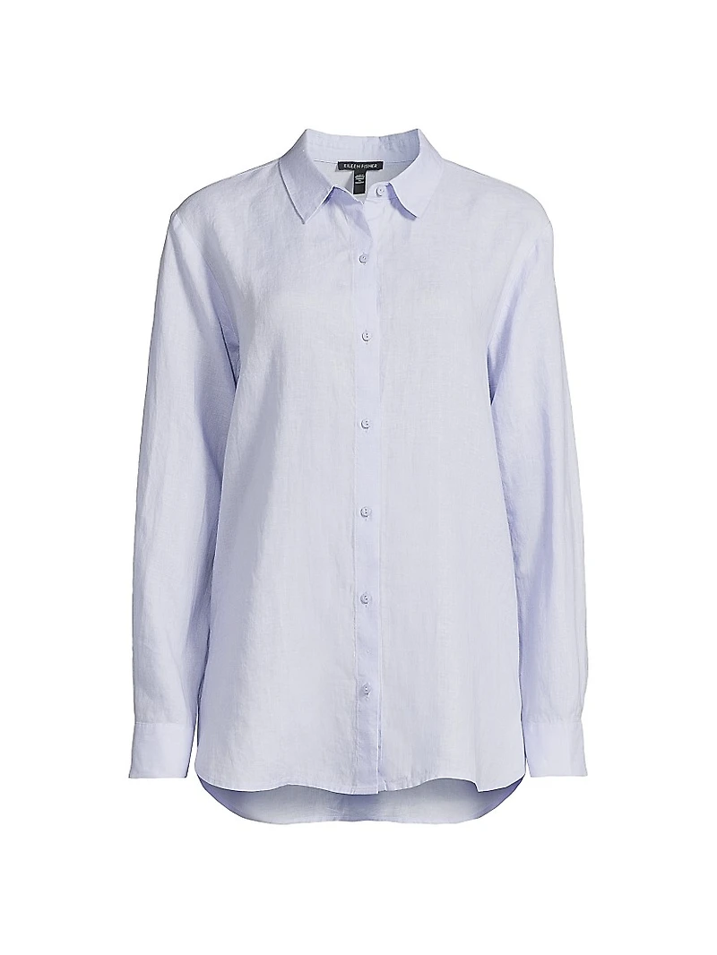 Classic Collar Long-Sleeve Linen Shirt