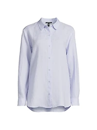 Classic Collar Long-Sleeve Linen Shirt