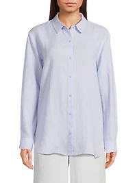 Classic Collar Long-Sleeve Linen Shirt