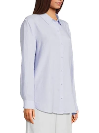 Classic Collar Long-Sleeve Linen Shirt