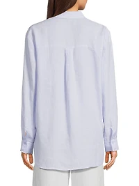 Classic Collar Long-Sleeve Linen Shirt
