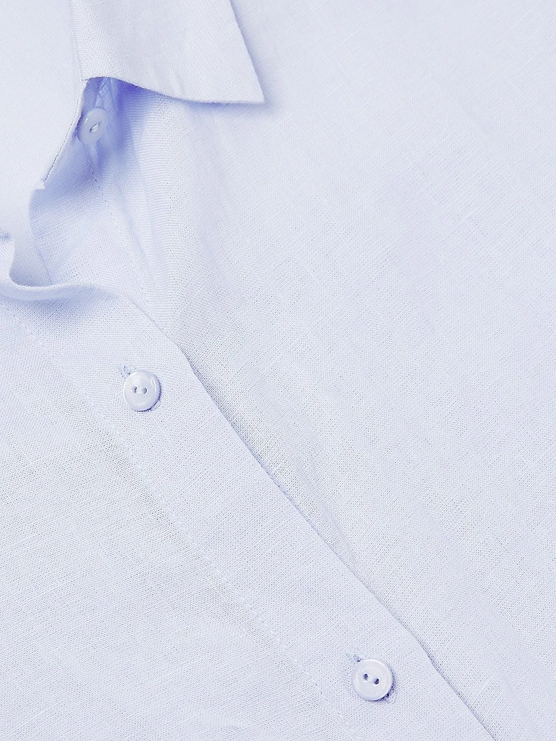 Classic Collar Long-Sleeve Linen Shirt