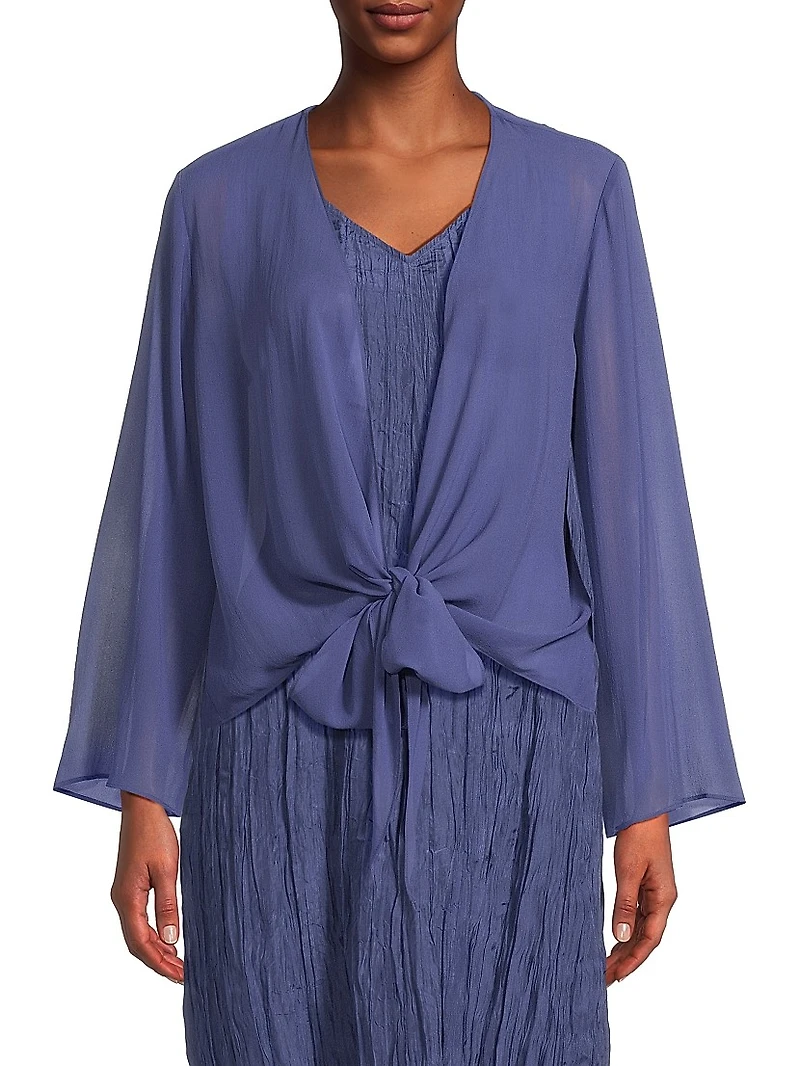 Sheer Silk Georgette Wrap Jacket