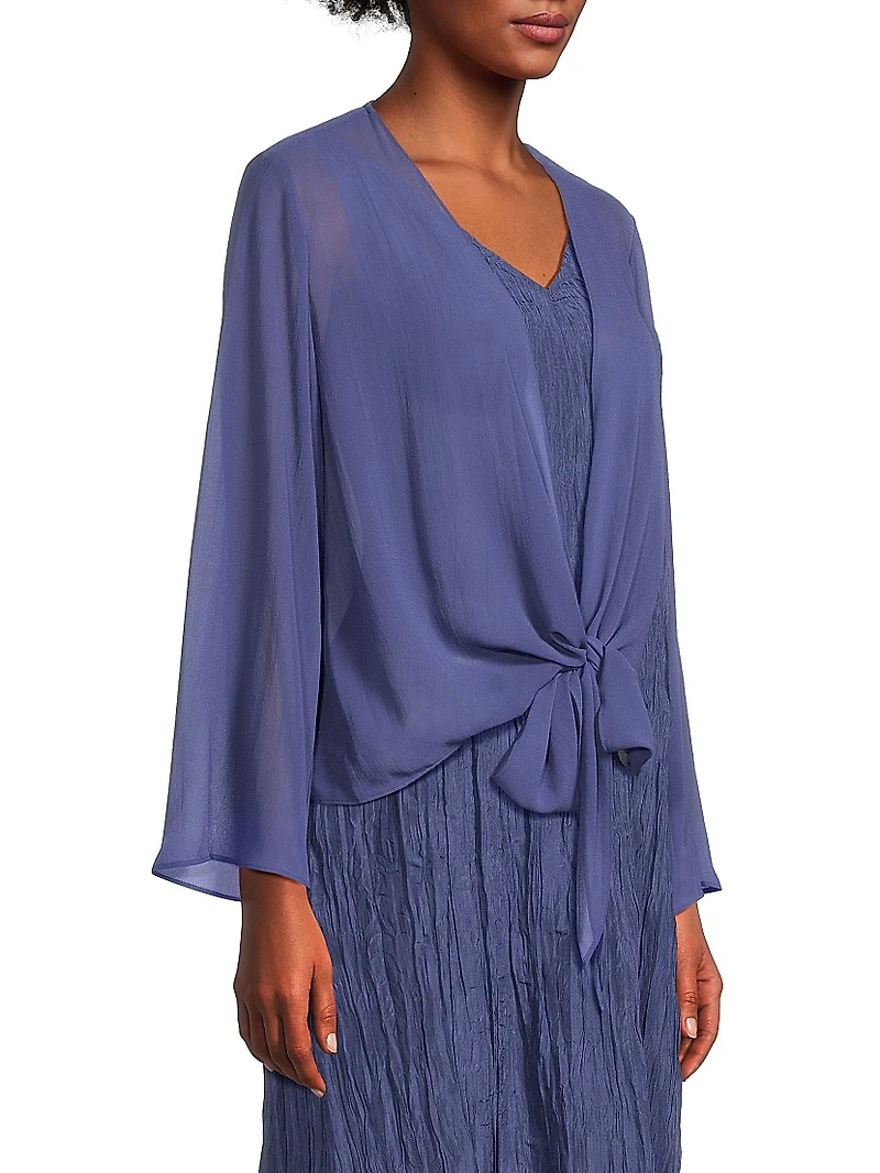 Sheer Silk Georgette Wrap Jacket