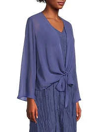 Sheer Silk Georgette Wrap Jacket