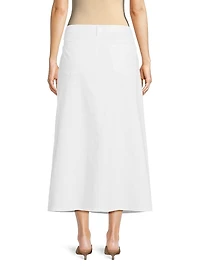 Denim Straight Midi-Skirt