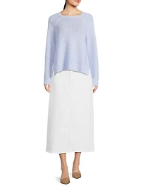 Denim Straight Midi-Skirt