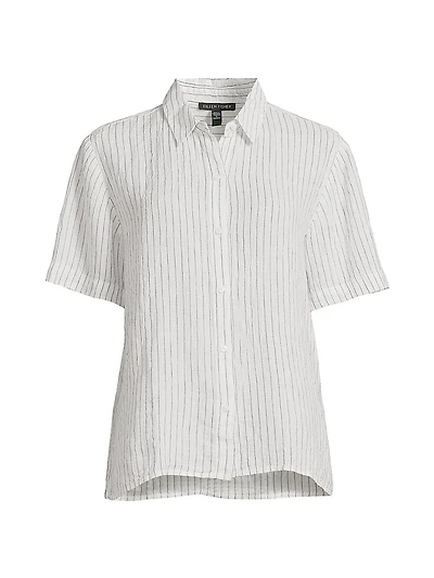 Classic Collar Short-Sleeve Linen Shirt