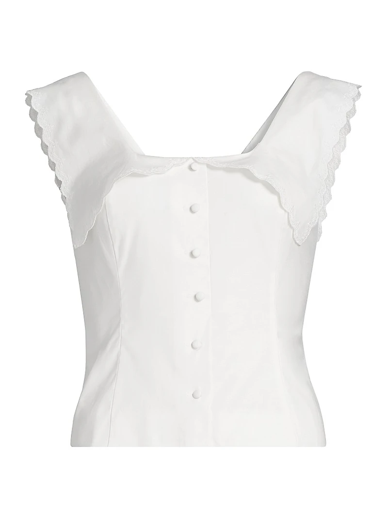 Juliane Scalloped Stretch-Cotton Crop Top