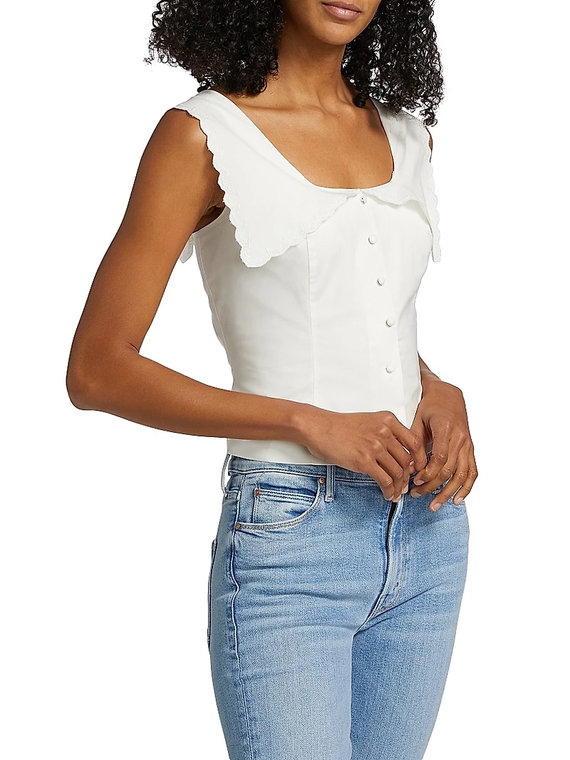 Juliane Scalloped Stretch-Cotton Crop Top