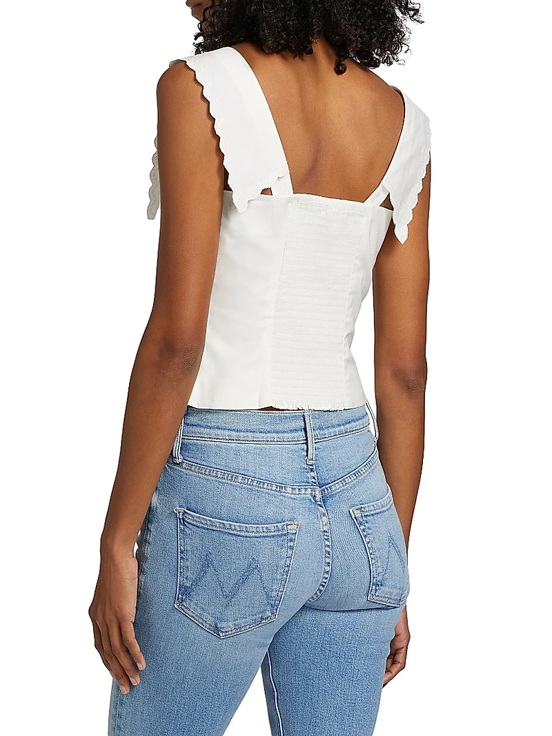 Juliane Scalloped Stretch-Cotton Crop Top