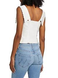 Juliane Scalloped Stretch-Cotton Crop Top