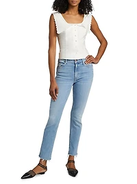 Juliane Scalloped Stretch-Cotton Crop Top