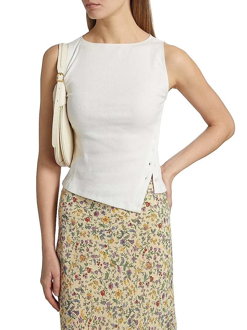 Hudson Ribbed Button Top