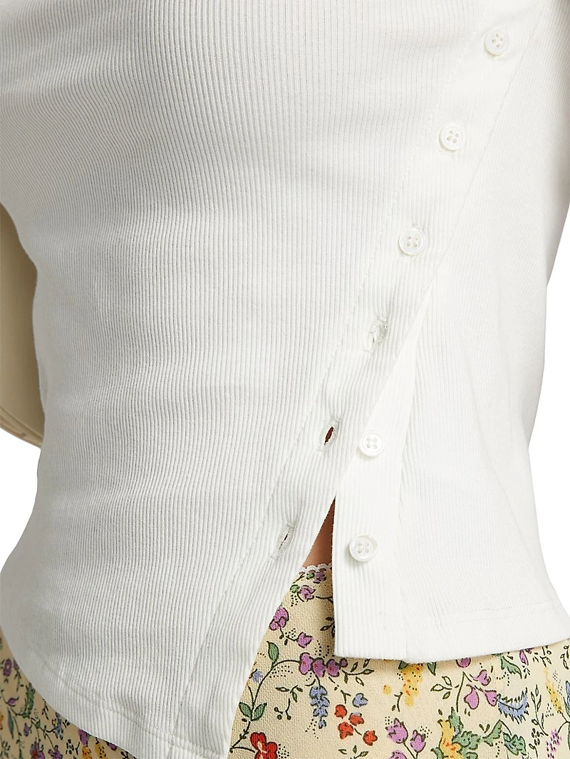 Hudson Ribbed Button Top