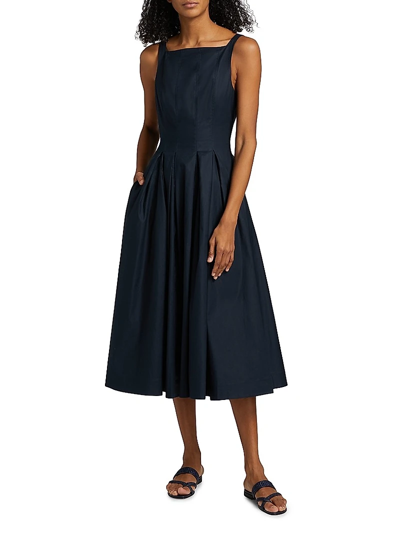 Jovana Stretch-Cotton Sleeveless Midi-Dress