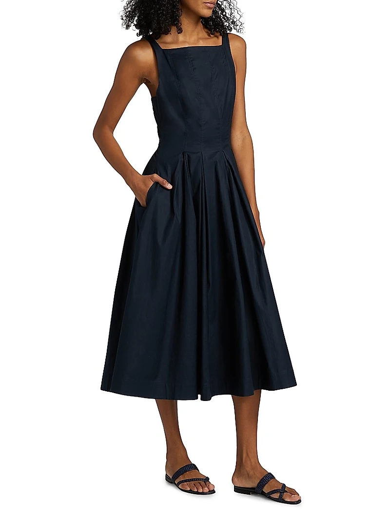 Jovana Stretch-Cotton Sleeveless Midi-Dress