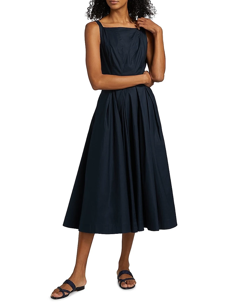 Jovana Stretch-Cotton Sleeveless Midi-Dress