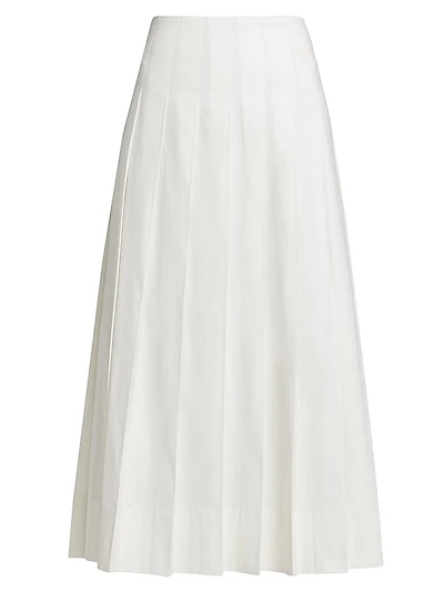 Zinnia Pleated Stretch Cotton Maxi Skirt
