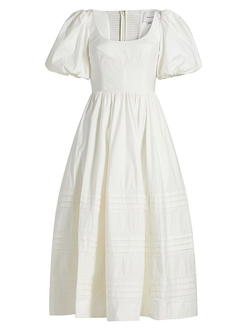 Everlyn Stretch Cotton Poplin Midi-Dress