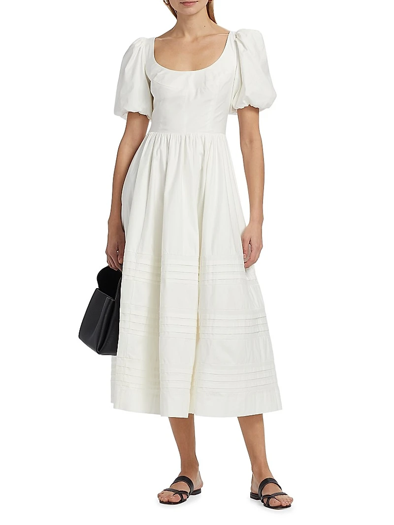 Everlyn Stretch Cotton Poplin Midi-Dress