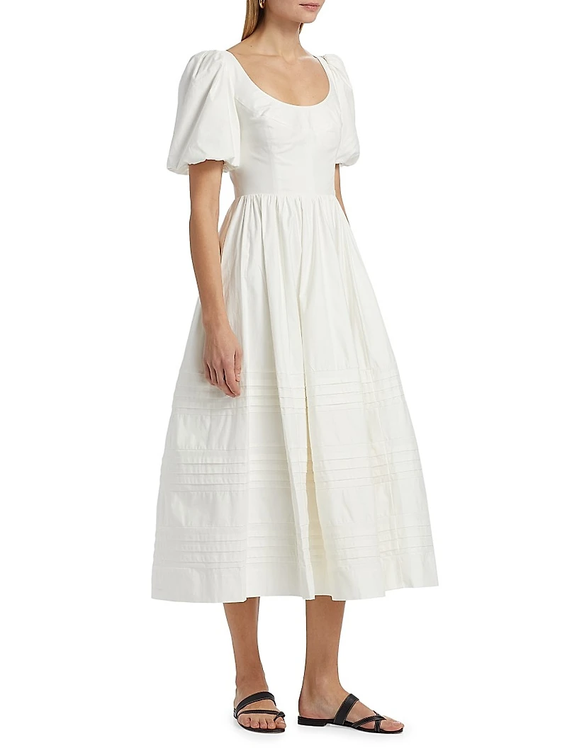 Everlyn Stretch Cotton Poplin Midi-Dress