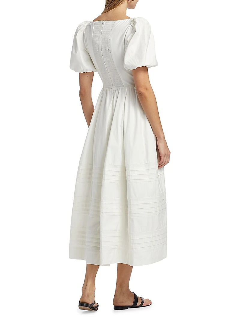 Everlyn Stretch Cotton Poplin Midi-Dress