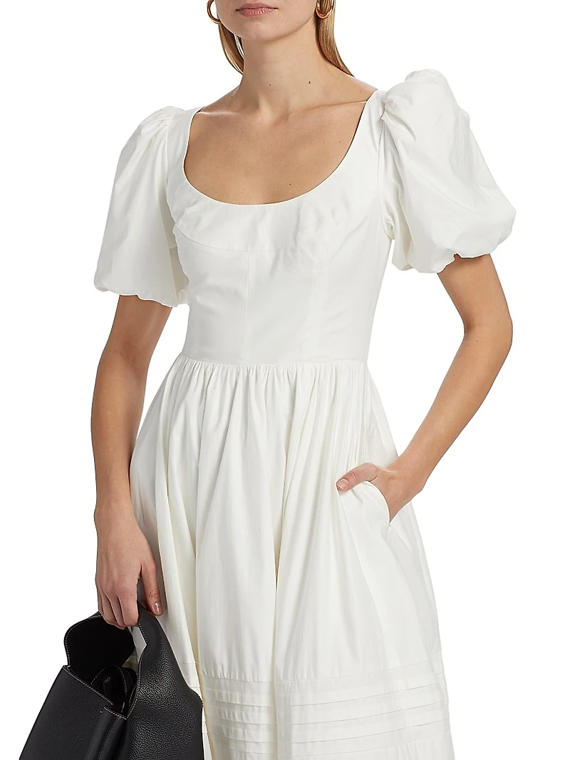 Everlyn Stretch Cotton Poplin Midi-Dress