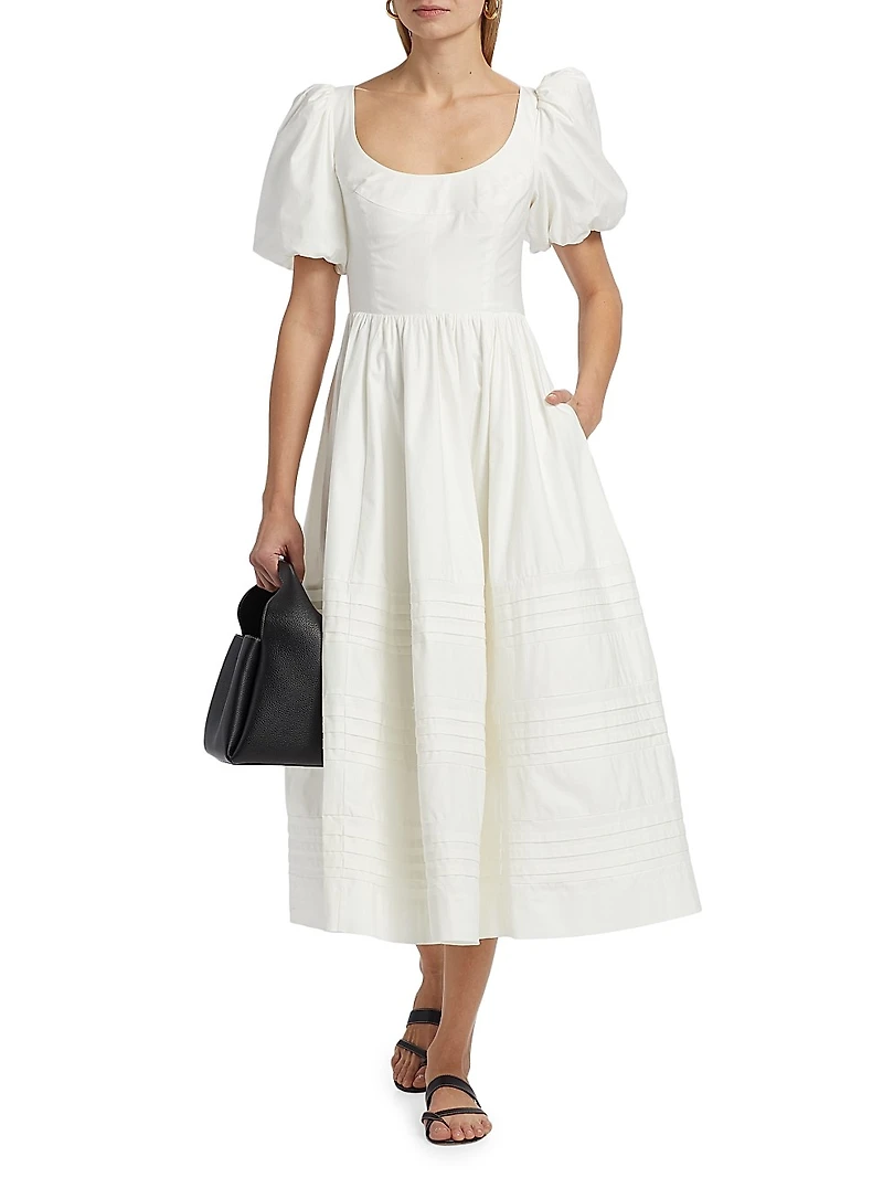 Everlyn Stretch Cotton Poplin Midi-Dress