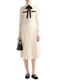 Long Pleated Satin Sablé Dress